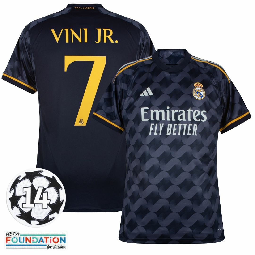 2023-2024 Real Madrid Away Replica Jersey #7 Vini Jr + UCL Patch